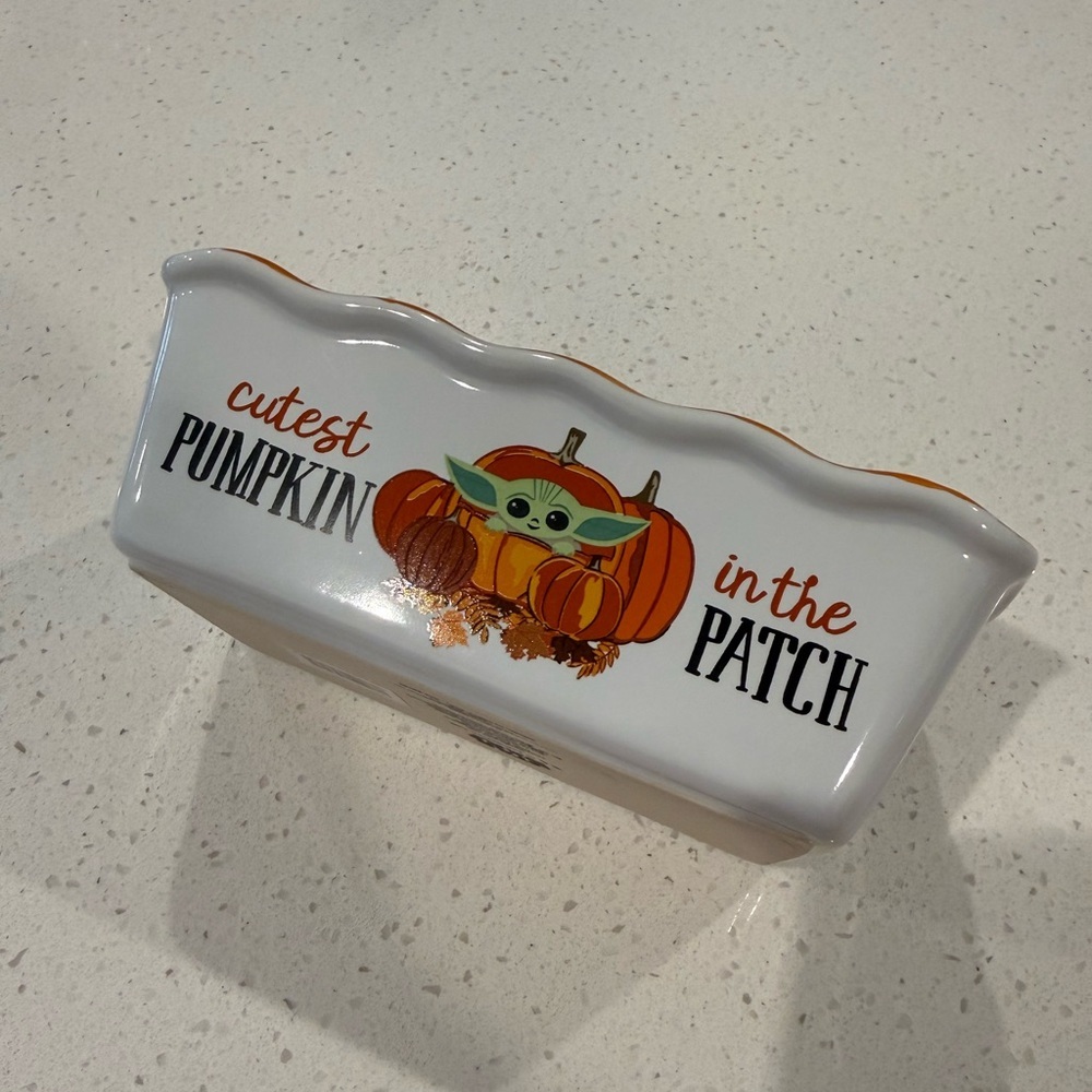 Star Wars Baby Yoda Pumpkin Ceramic Serving Dish - White, Orange, Green